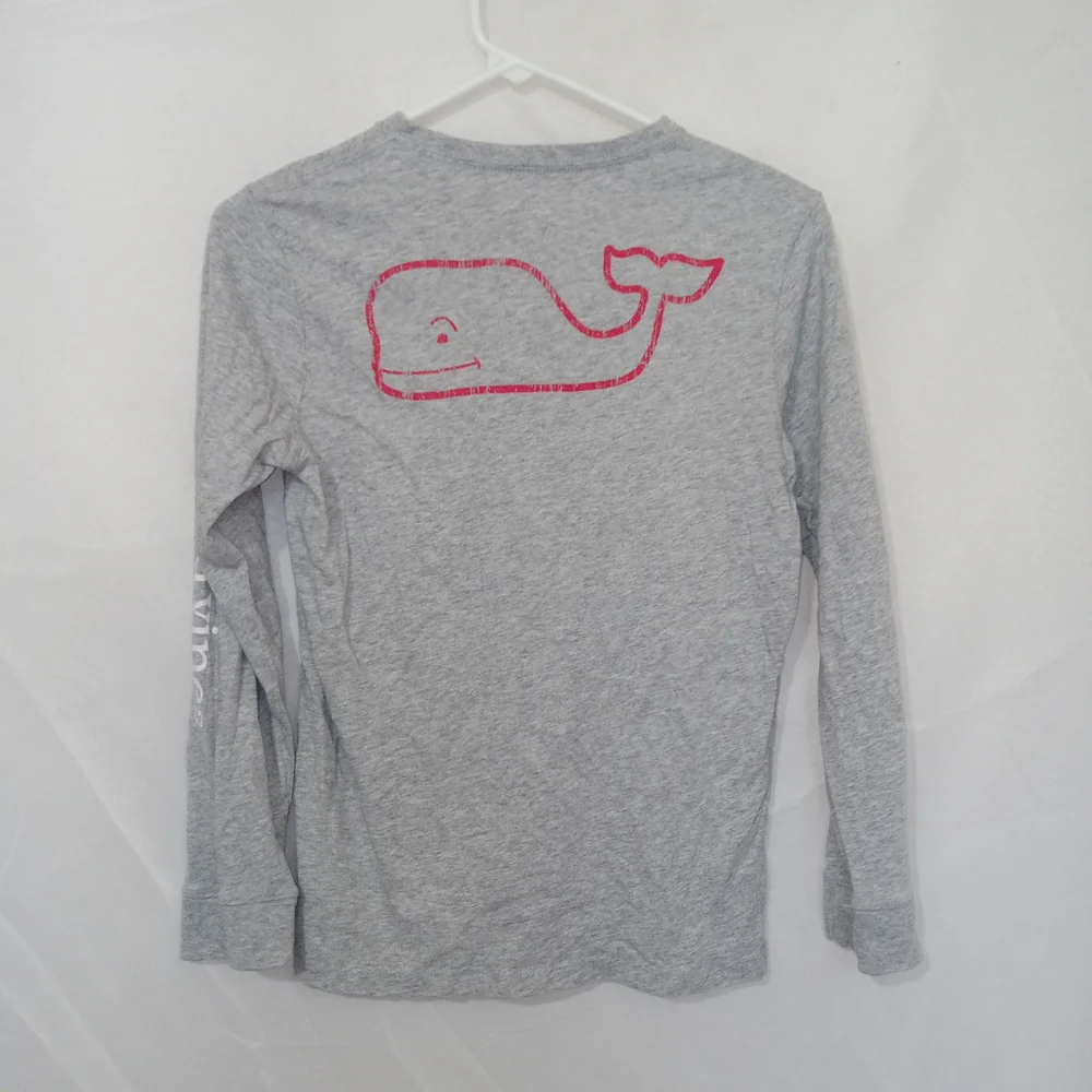 Vineyard Vines Boys Long-Sleeve Two 2 Tone Vintage Whale Pocket T-Shirt, M - Picture 3 of 8